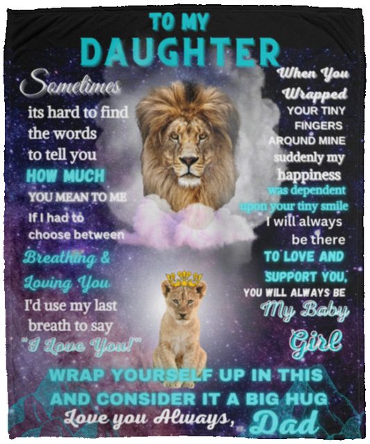 To My Daughter- Lion and Cub VPM Cozy Plush Fleece Blanket - 50x60